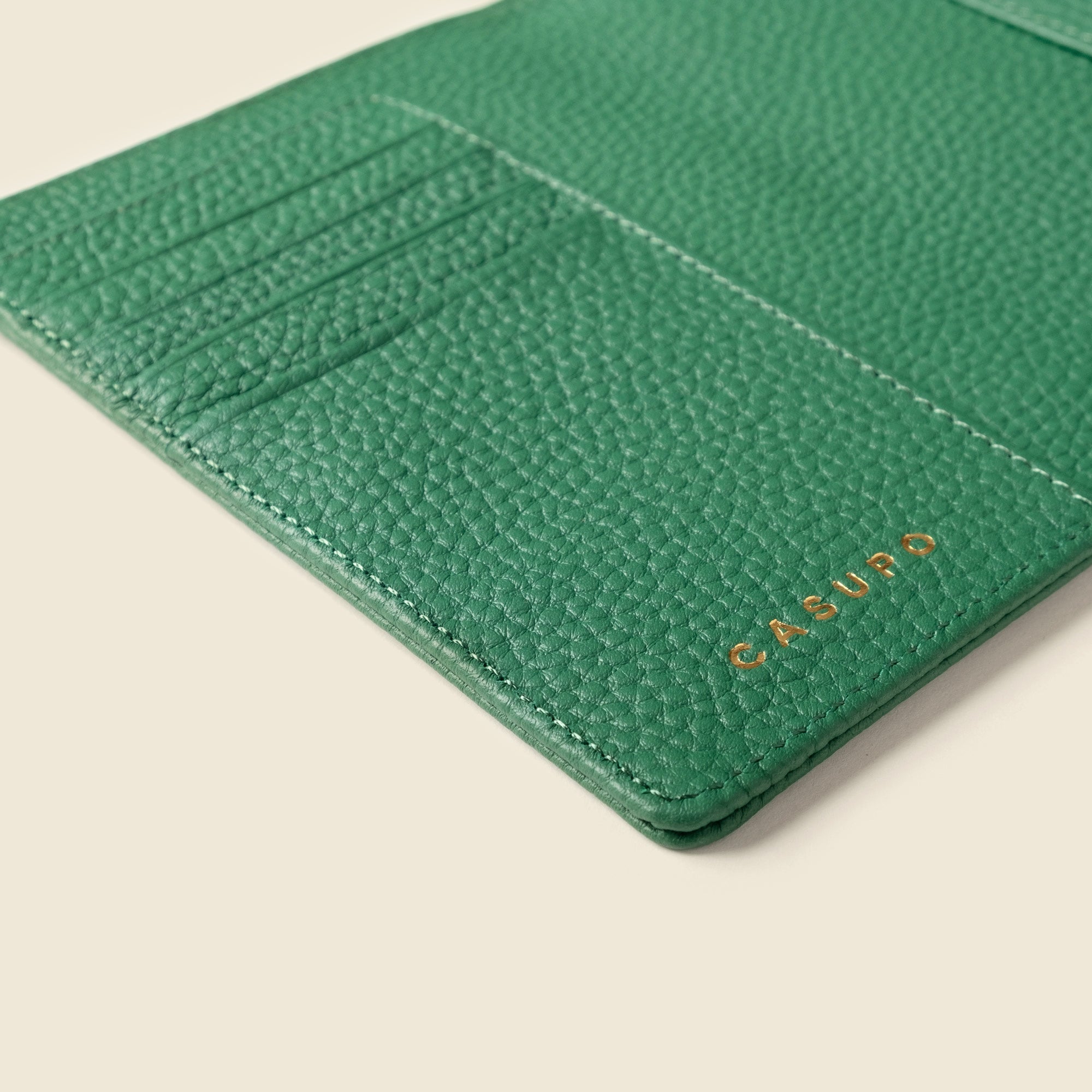 Leather Passport Wallet with RFID | Green