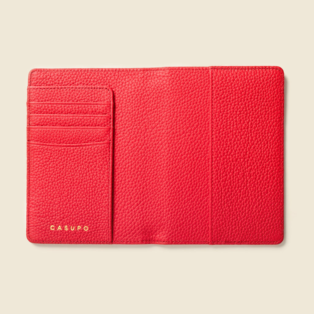 Leather Passport Wallet with RFID | Red