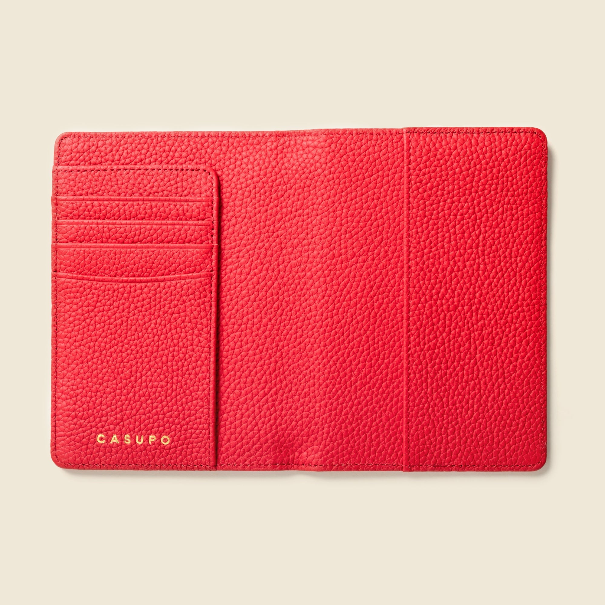 Leather Passport Wallet with RFID | Red