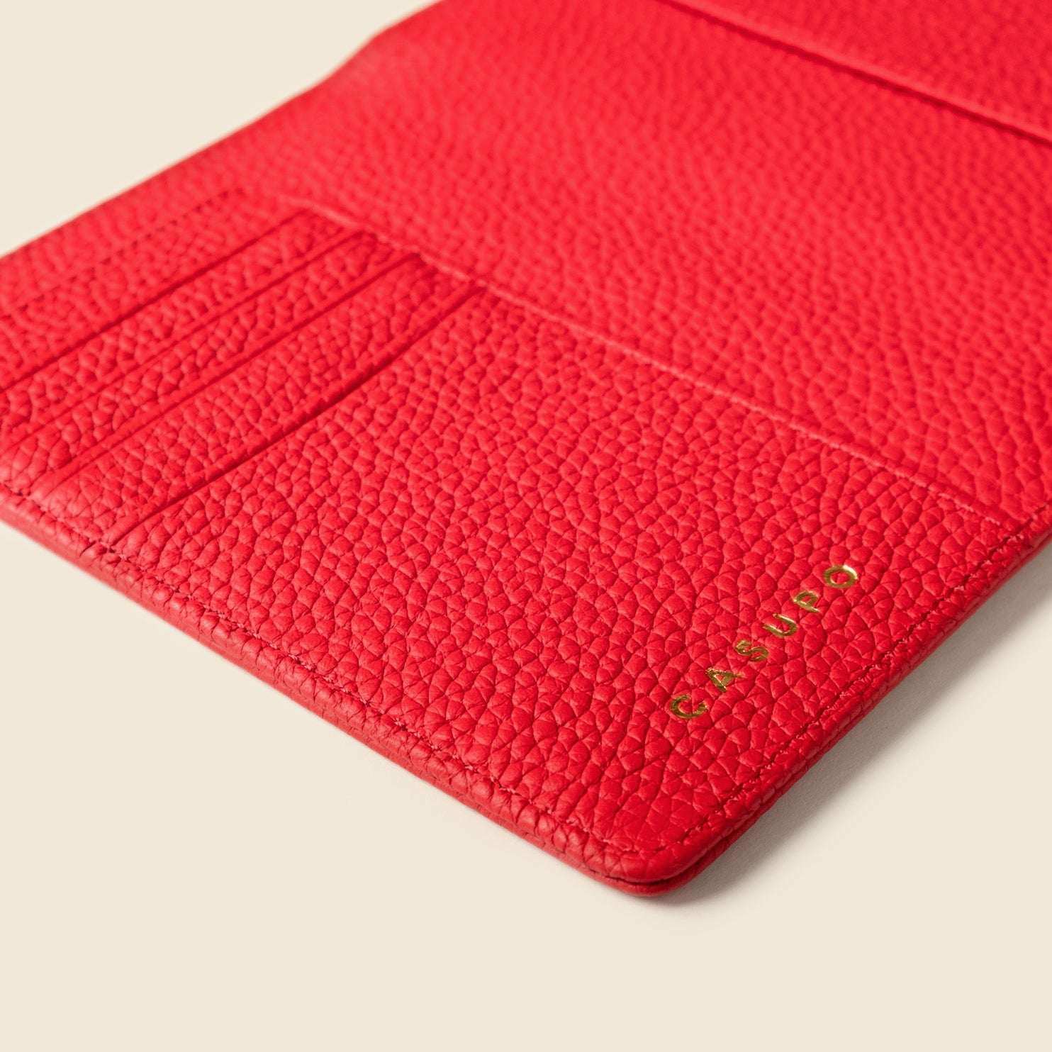 Leather Passport Wallet with RFID | Red