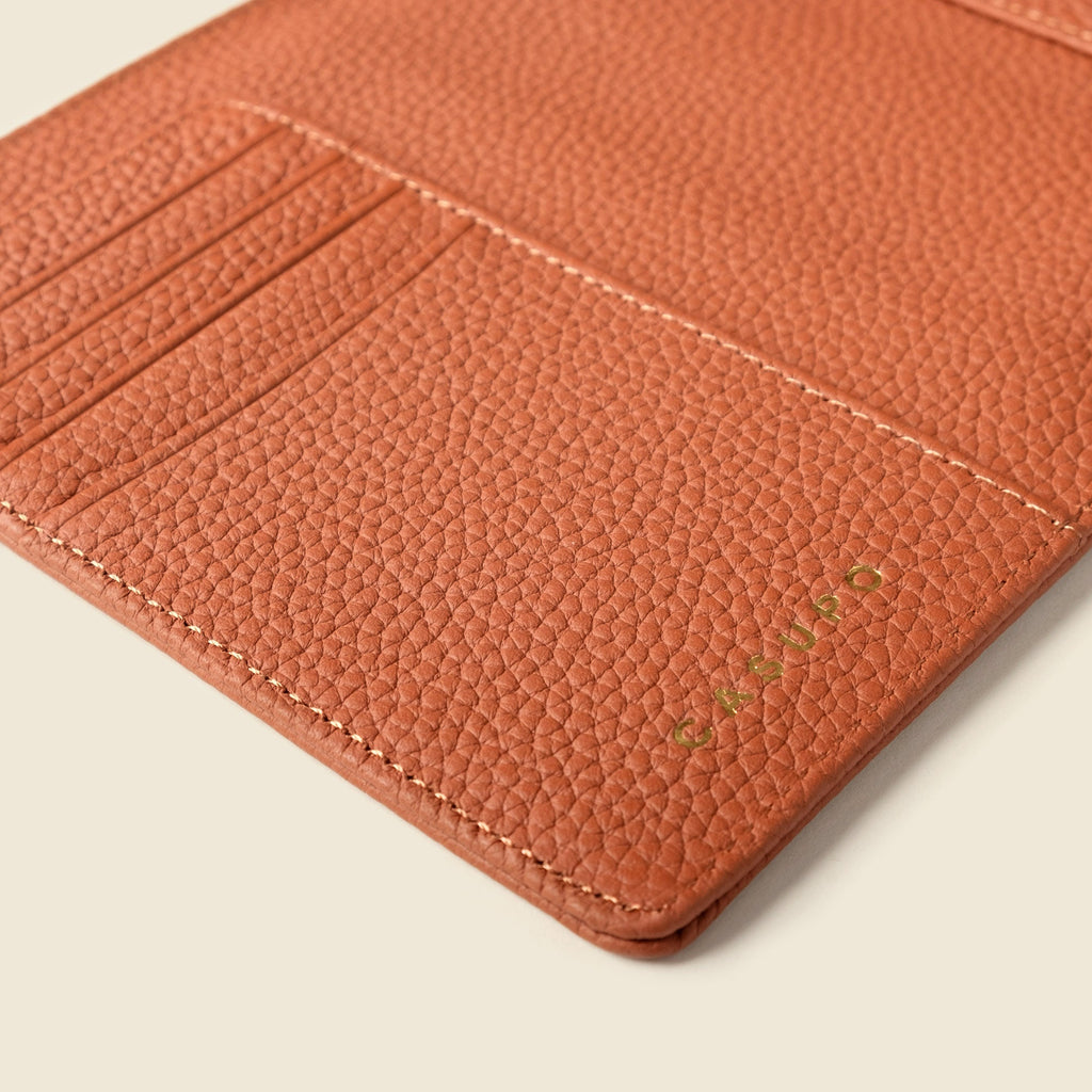 Leather Passport Wallet with RFID | Tan
