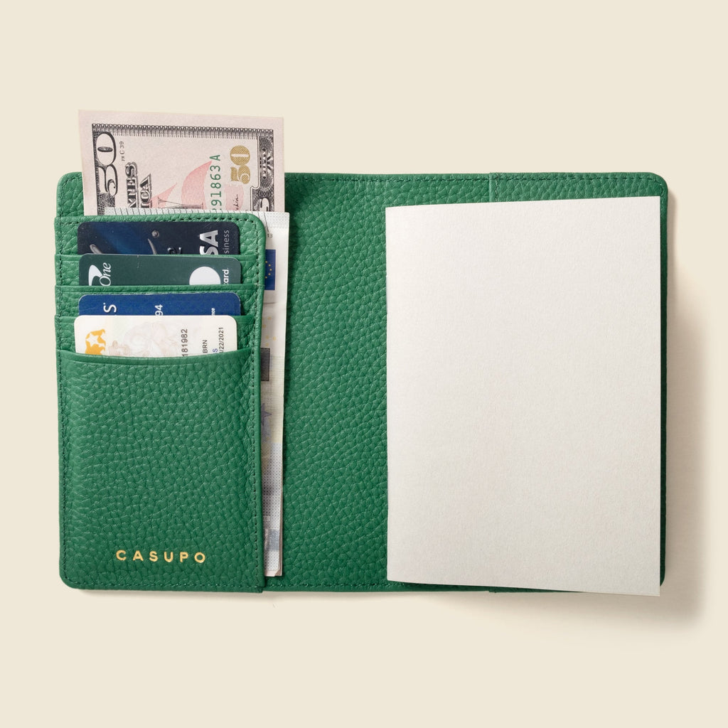 Leather Passport Wallet with RFID | Green