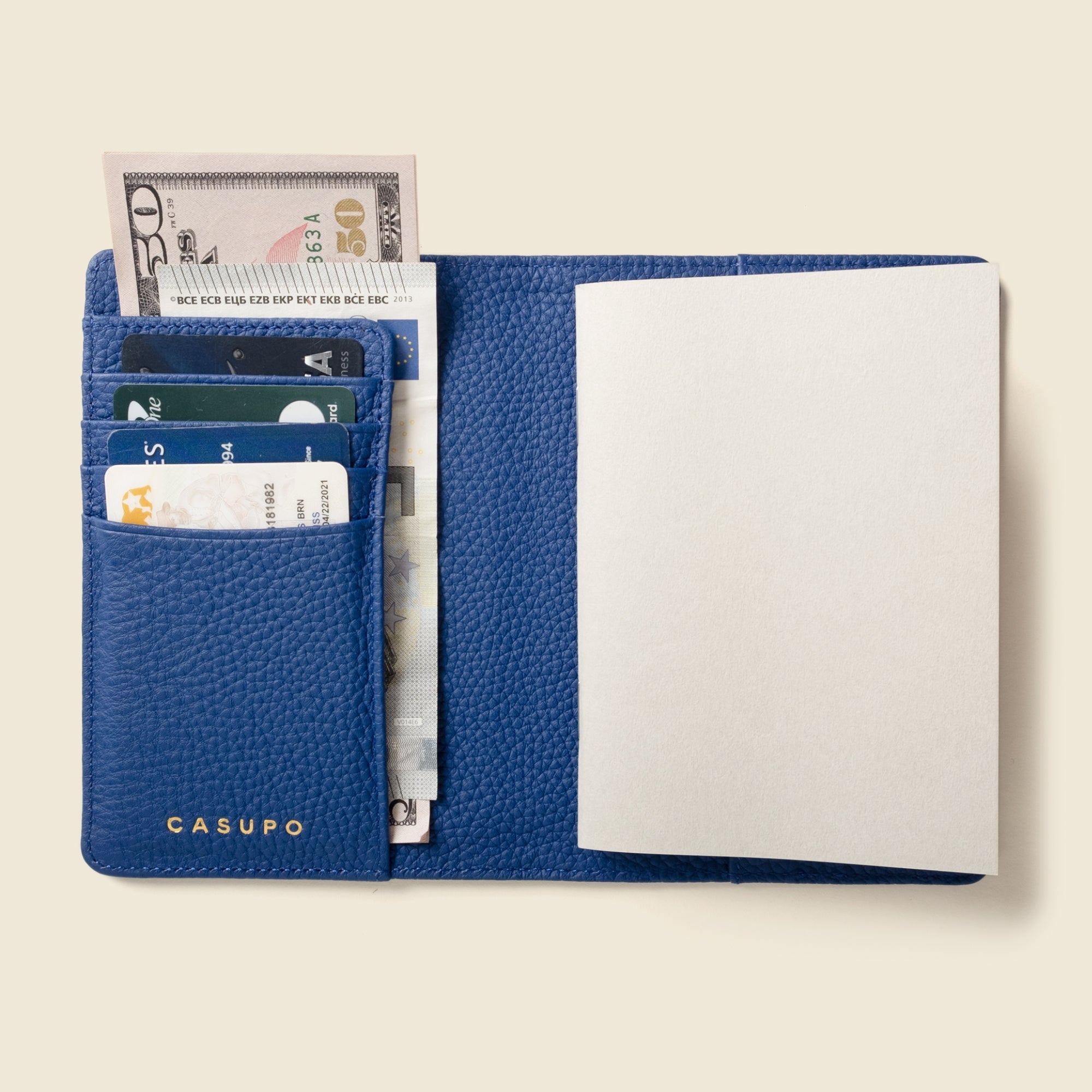 Leather Passport Wallet with RFID Shield | Cobalt