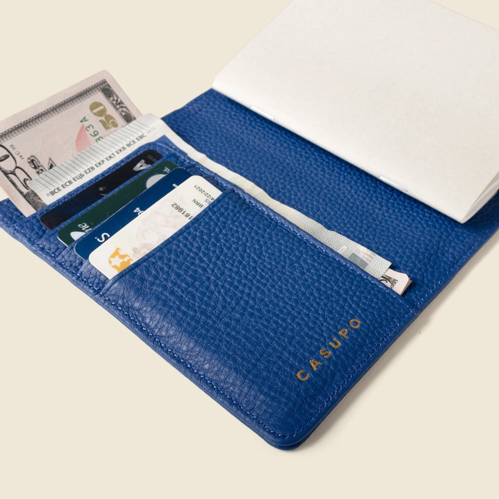 Leather Passport Wallet with RFID Shield | Cobalt