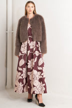 London Flare Mocha Faux Fur Crop Jacket