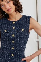 Parisian Tweed Navy Woven Tweed Vest