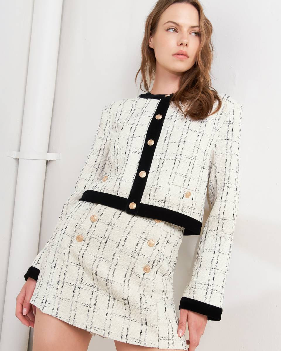 Paris Bound Woven Tweed Crop Jacket