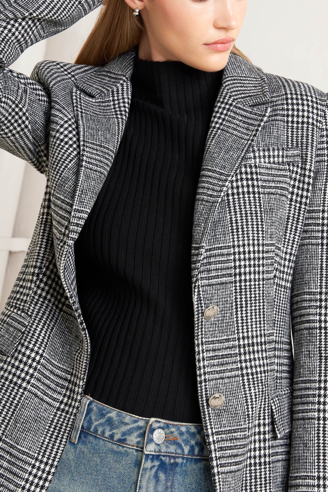 City Checkline Woolen Woven Blazer