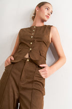 Brown Sugar Faux Suede Vest