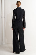 Shadow Glam Woven Lace Blazer | Black