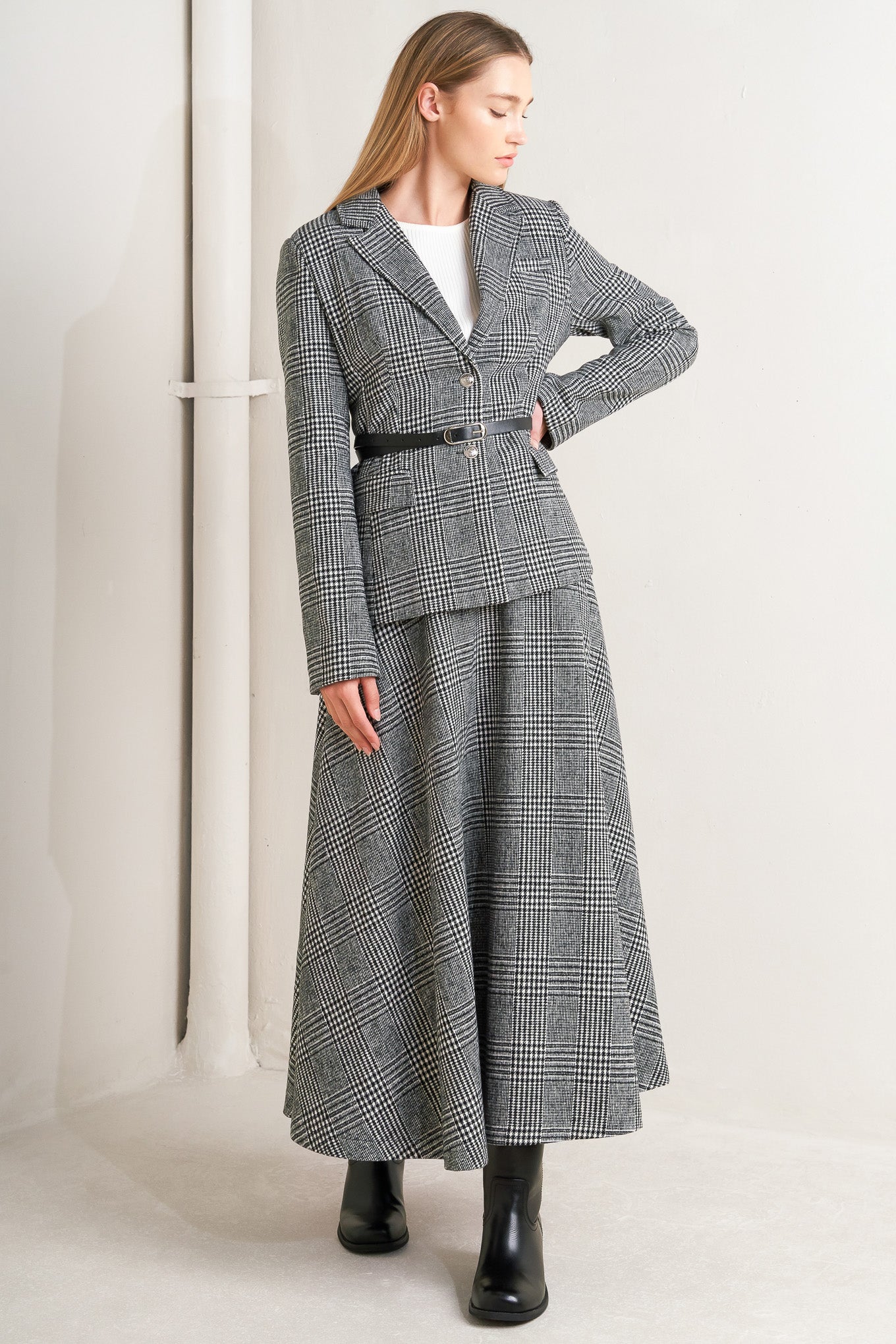 City Checkline Woolen Woven Skirt