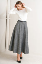 City Checkline Woolen Woven Skirt