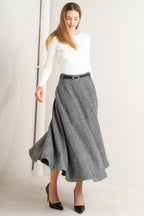 City Checkline Woolen Woven Skirt