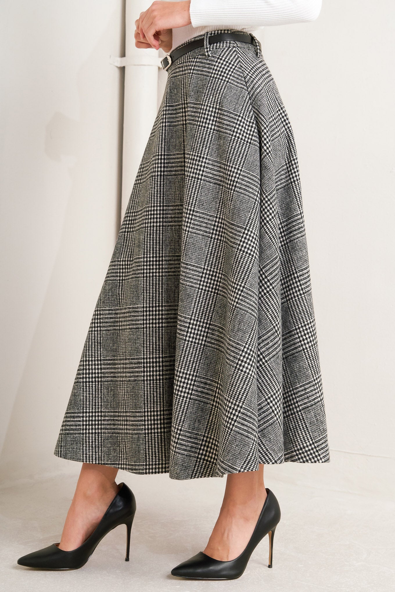 City Checkline Woolen Woven Skirt