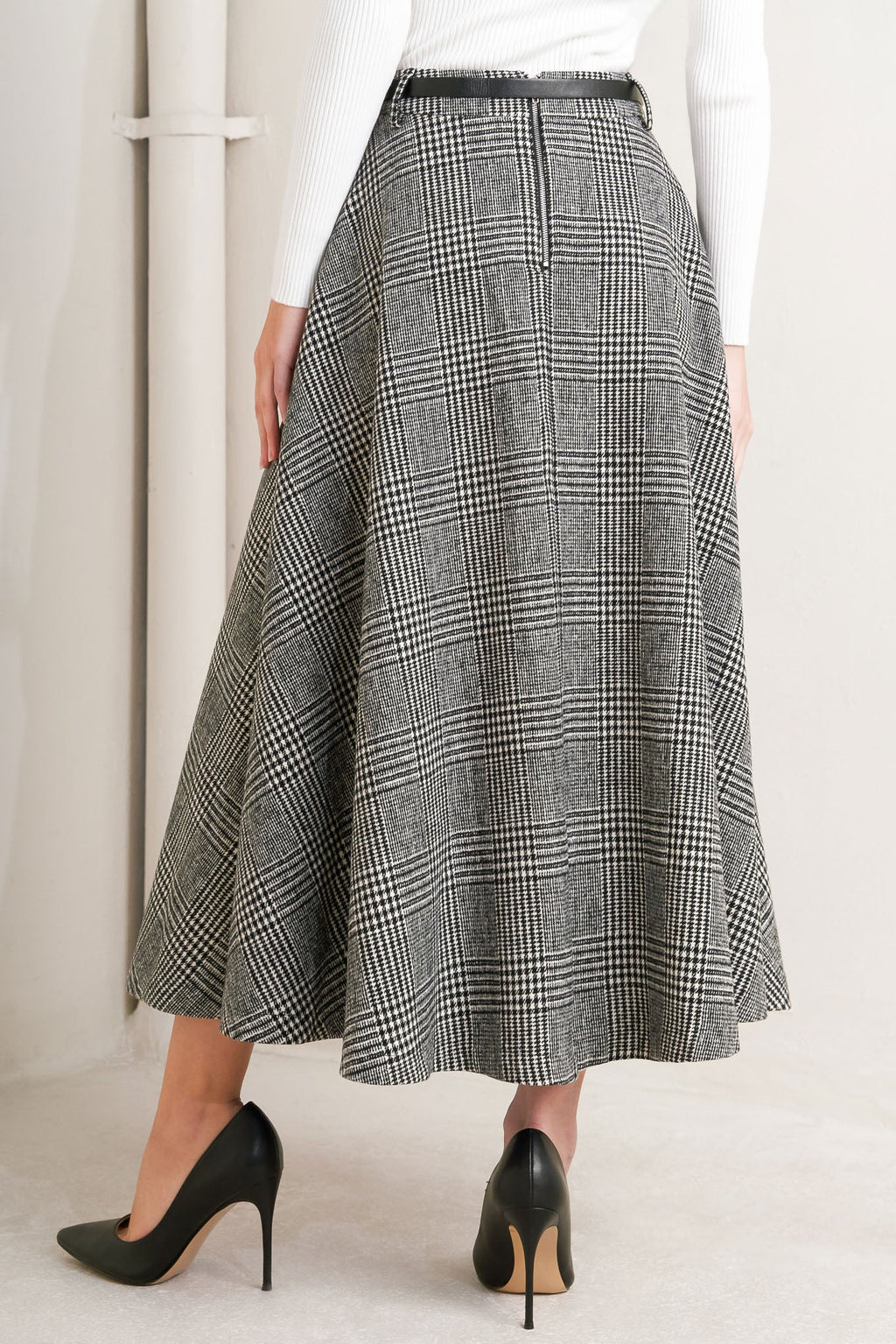 City Checkline Woolen Woven Skirt