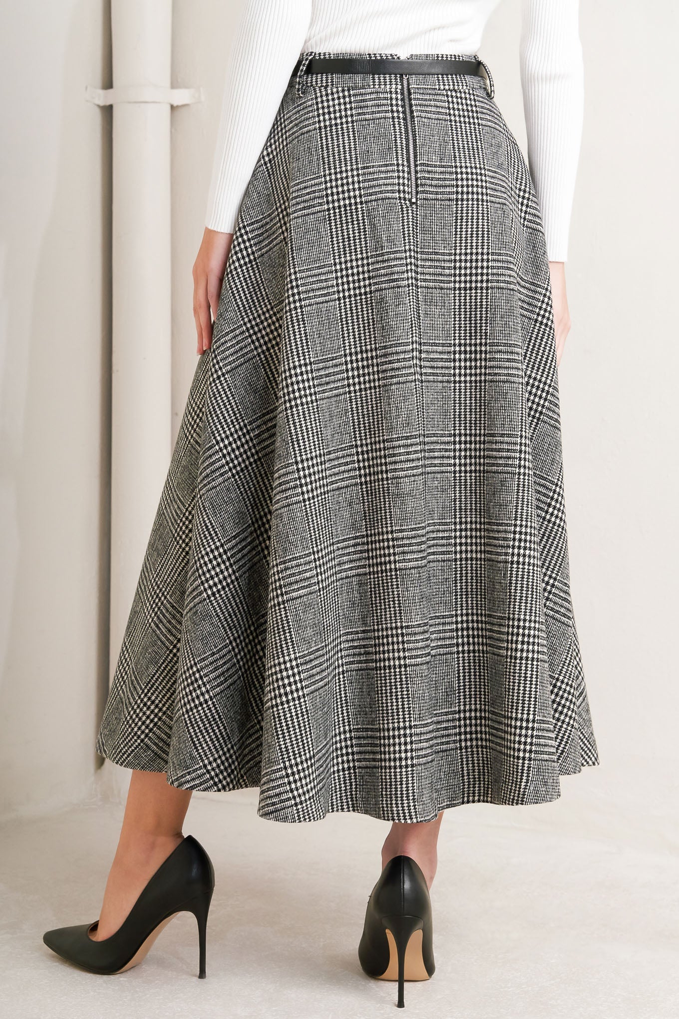 City Checkline Woolen Woven Skirt