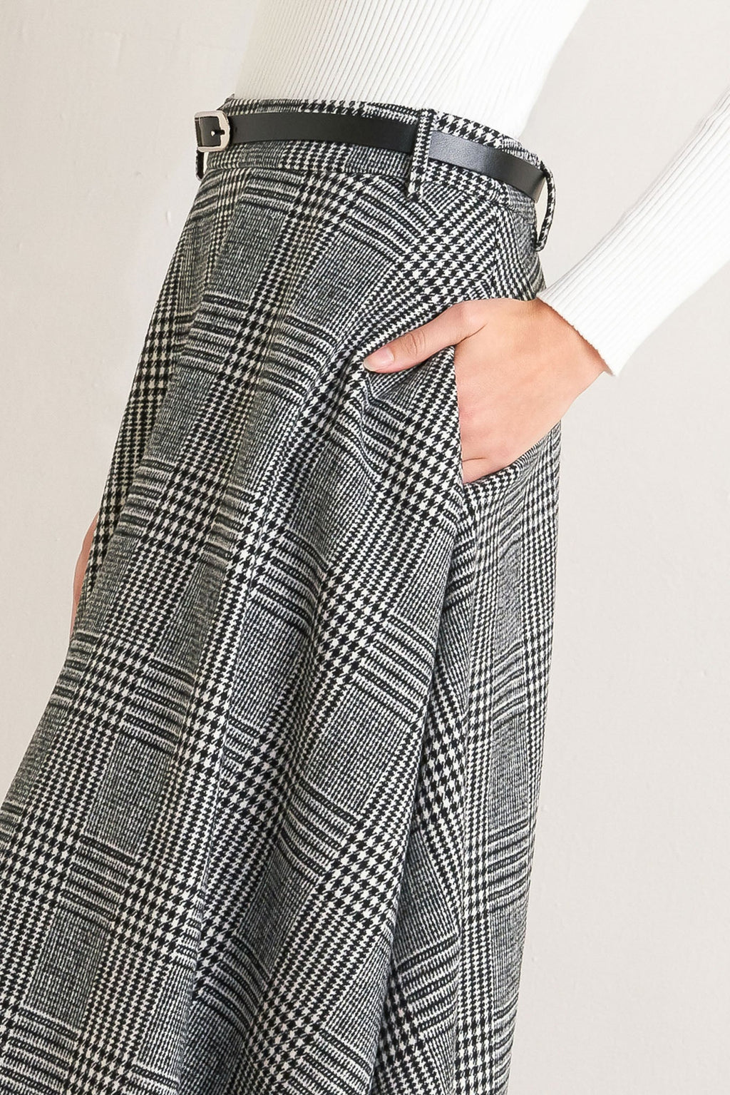 City Checkline Woolen Woven Skirt