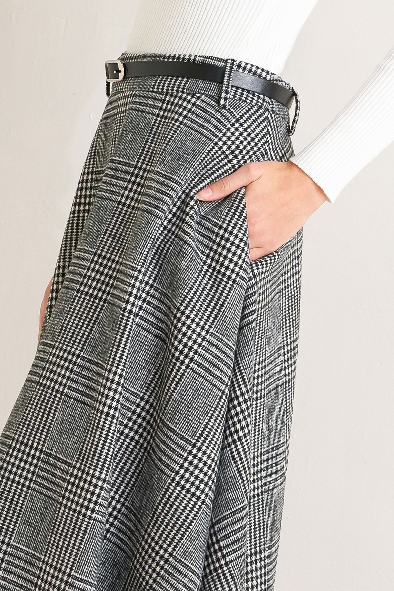 City Checkline Woolen Woven Skirt