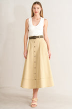 Sand Breeze Woven Midi Skirt