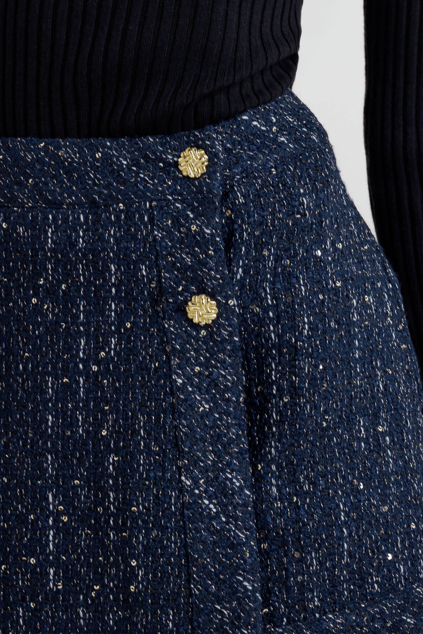 Parisian Navy Woven Tweed Skort