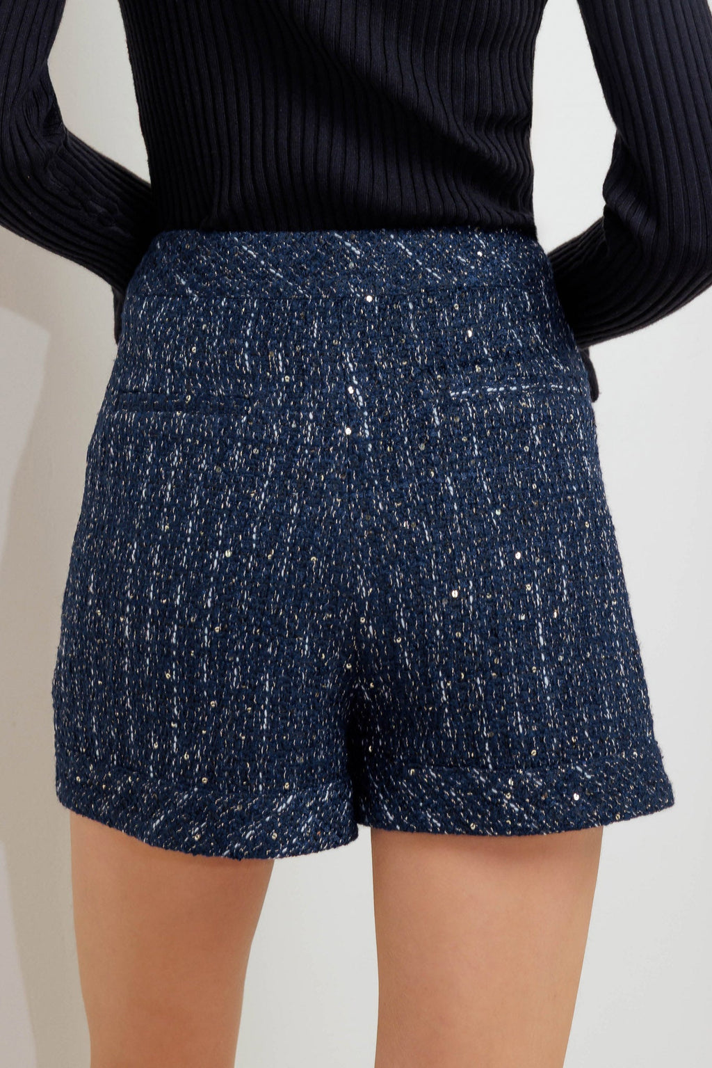 Parisian Navy Woven Tweed Skort