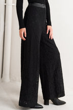 Shadow Glam Woven Lace Pants | Black