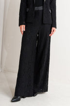 Shadow Glam Woven Lace Pants | Black