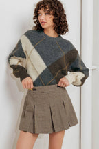 Check Attitude Woven Woolen Skort
