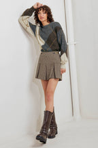 Check Attitude Woven Woolen Skort