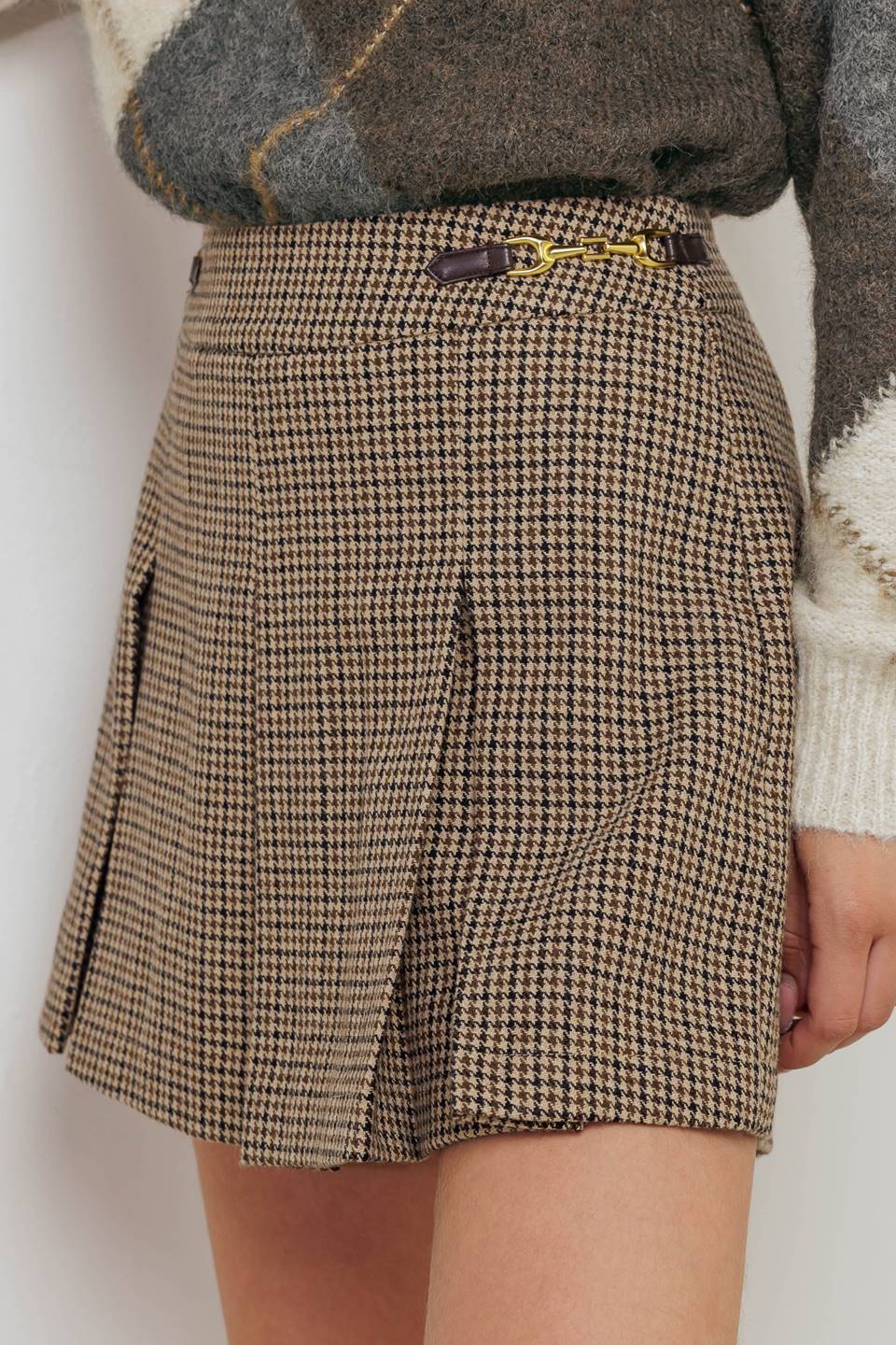 Check Attitude Woven Woolen Skort