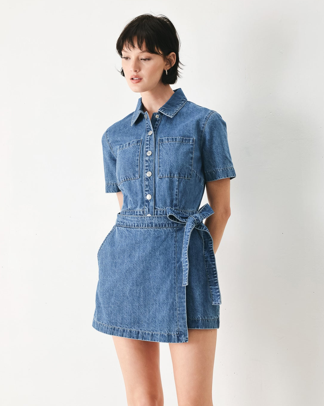 Daily Romance Denim Skort Romper