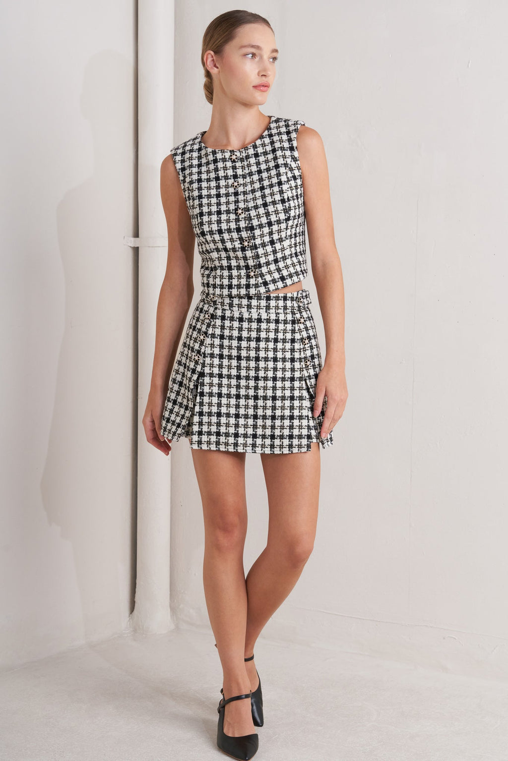 Mona Check Tweed Vest
