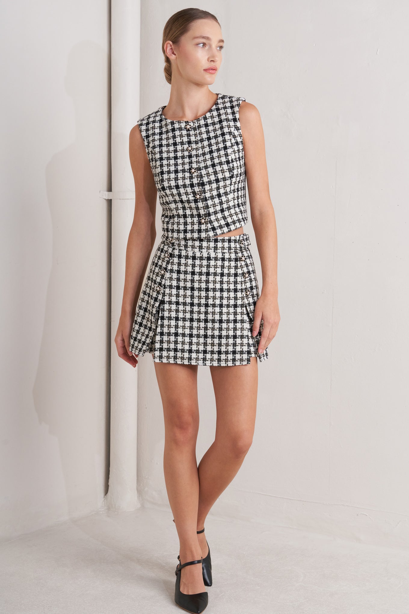 Mona Check Tweed Vest