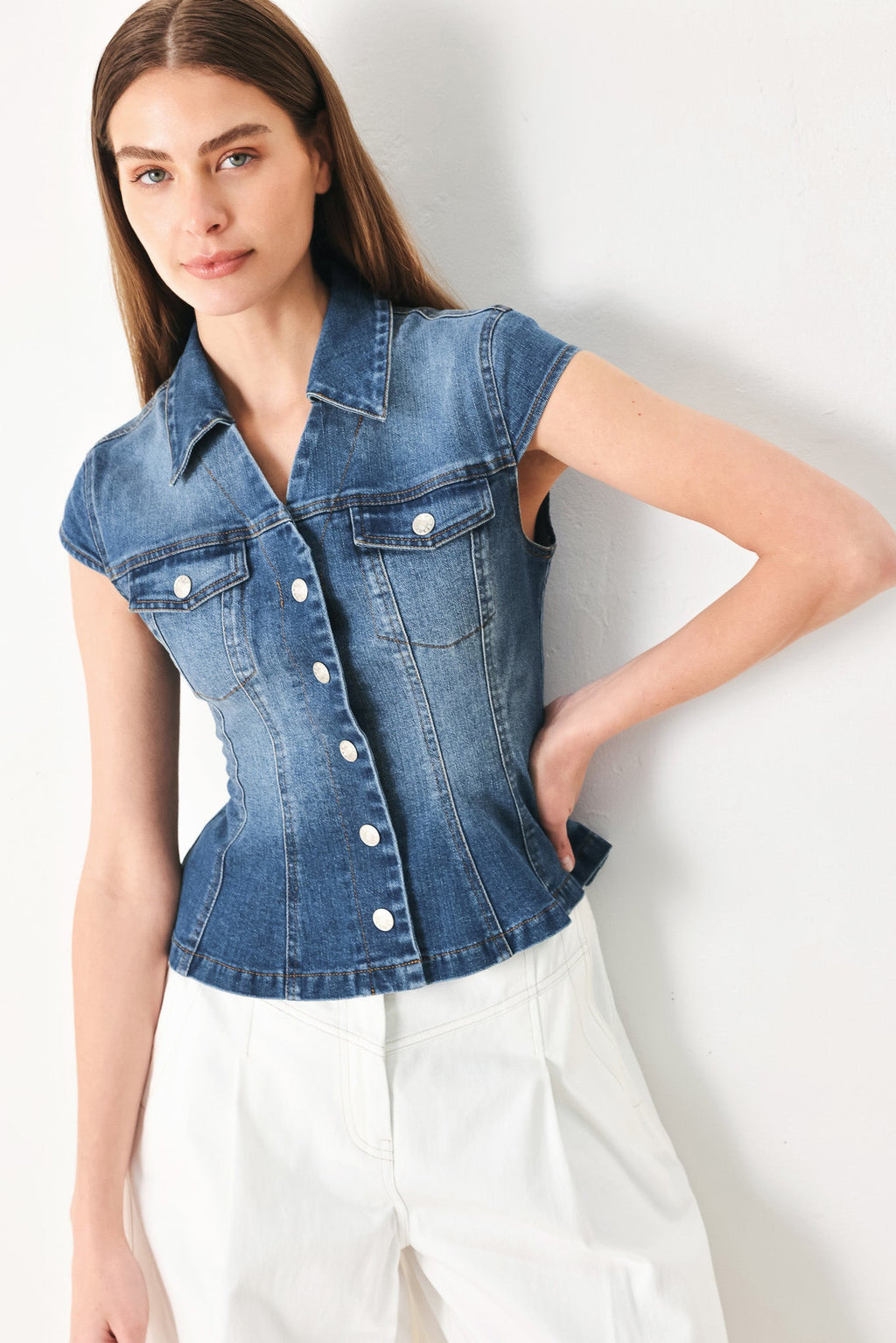 Lovely Collar Denim Top