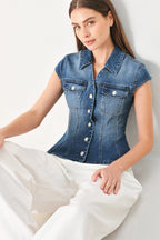 Lovely Collar Denim Top