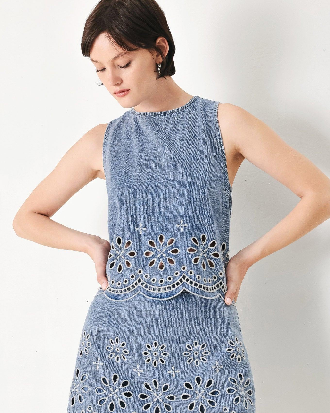 Floral Denim Top