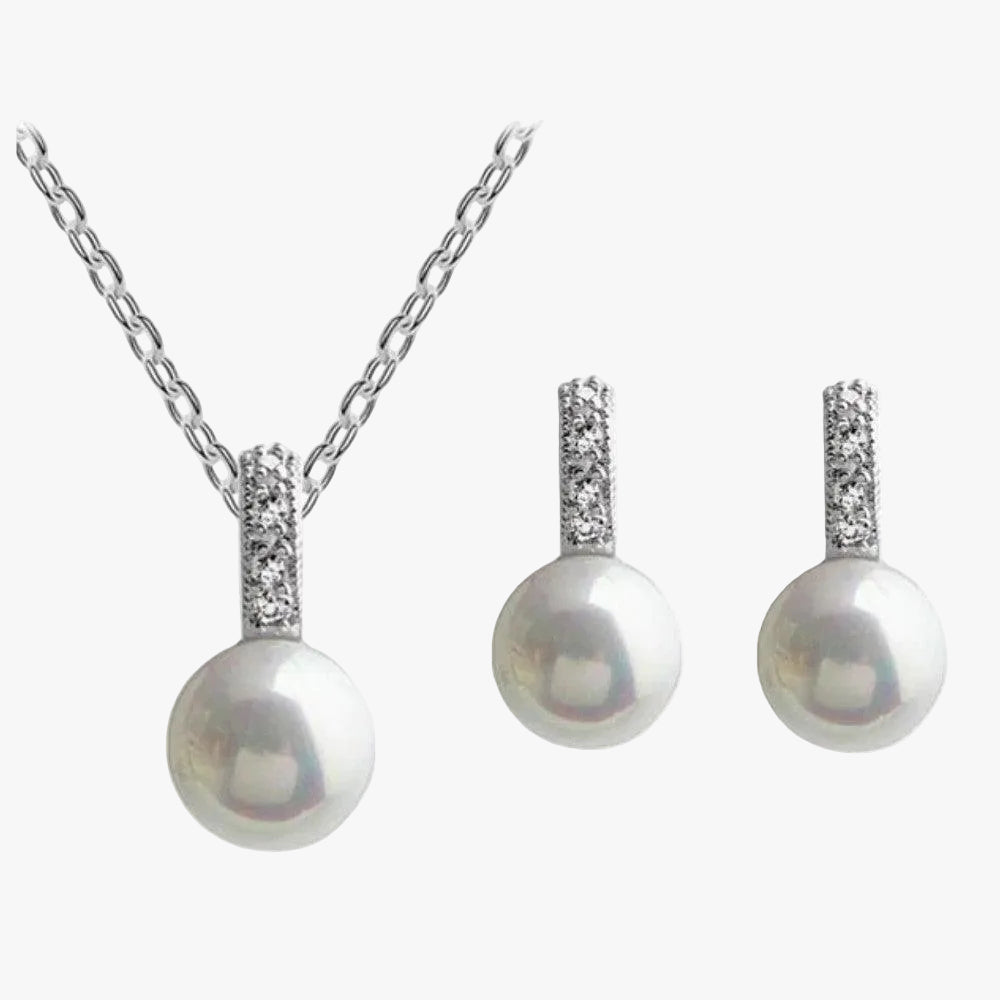 Faux Pearl Necklace and Earring Set