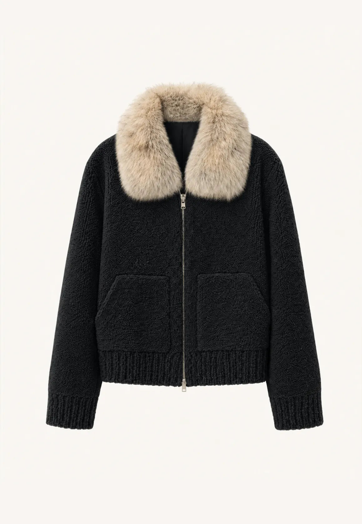 Firelady Fur Women's Merino Shearling Coat | Layered Patch-Dyed Raccoon Fur Collar “Hokkaido Melody”