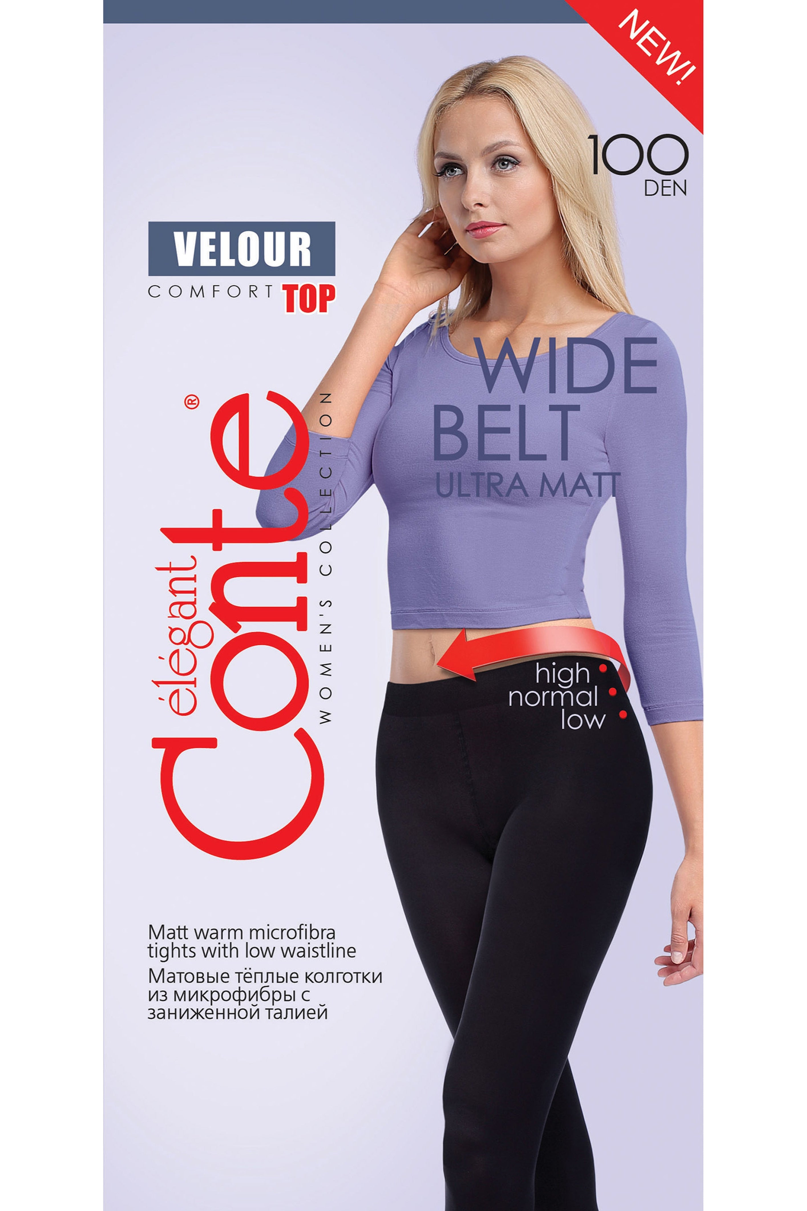 Conte Velour Top Tights 100 Den | Matte Adjustable Waistline