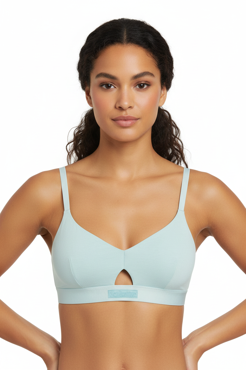 Organic Cotton & Hemp Keyhole Bra | Ocean Blue