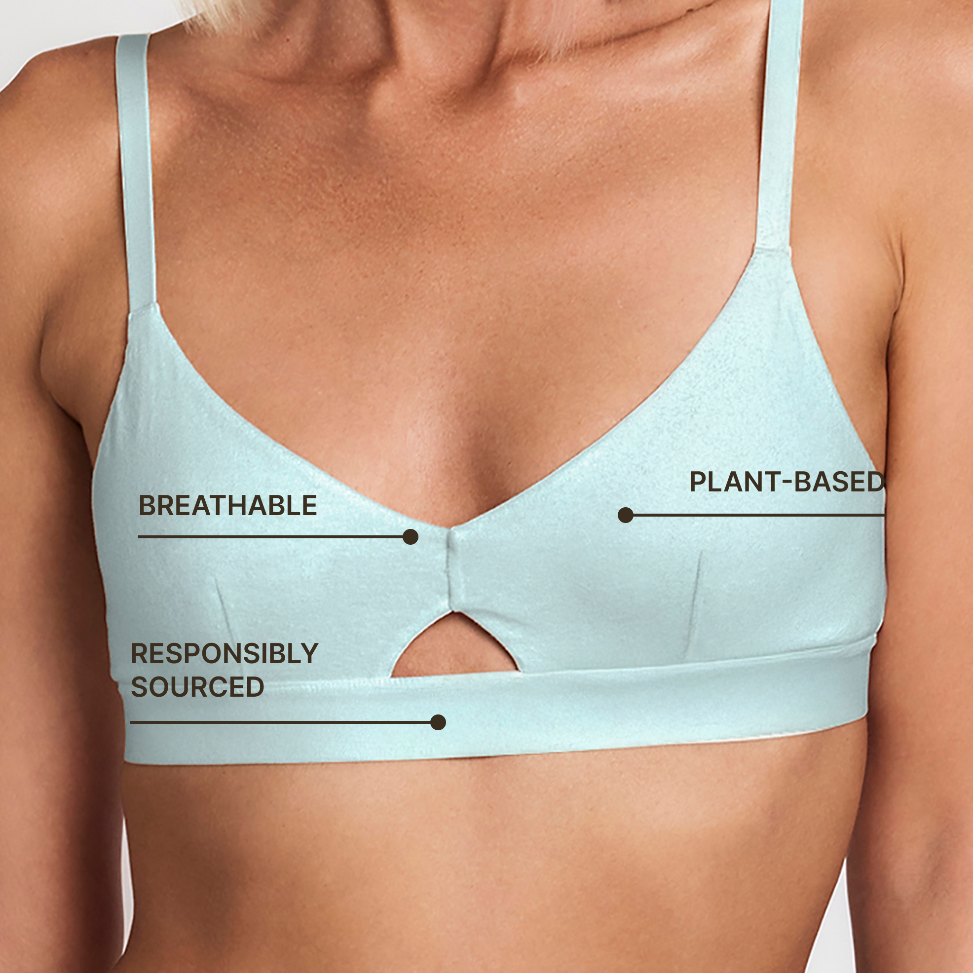 Organic Cotton & Hemp Keyhole Bra | Ocean Blue