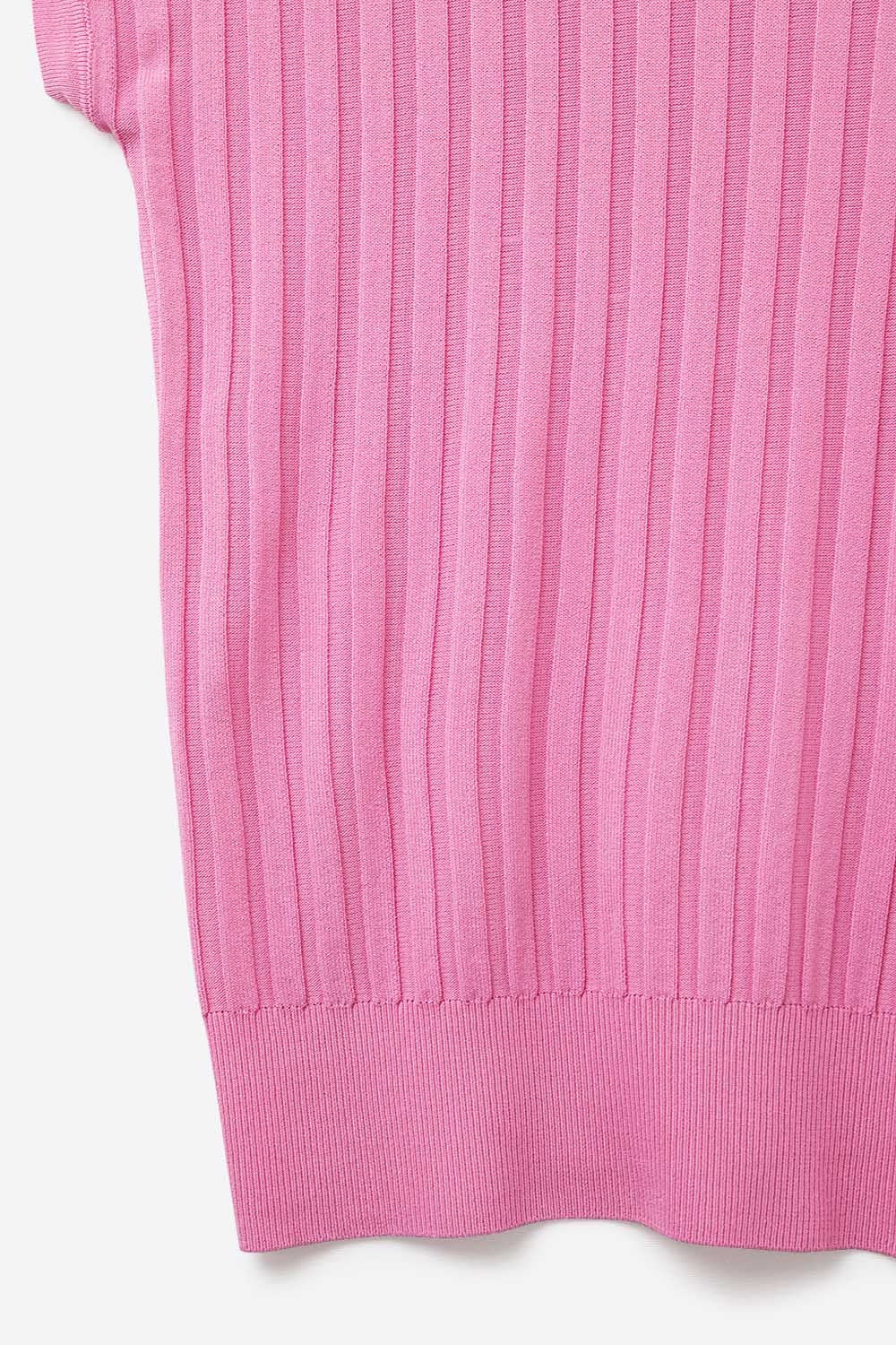 Fucshia Fine Rib Knitted Sweater with Boat Neck