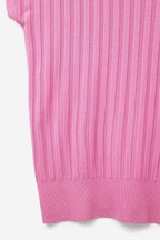 Fucshia Fine Rib Knitted Sweater with Boat Neck