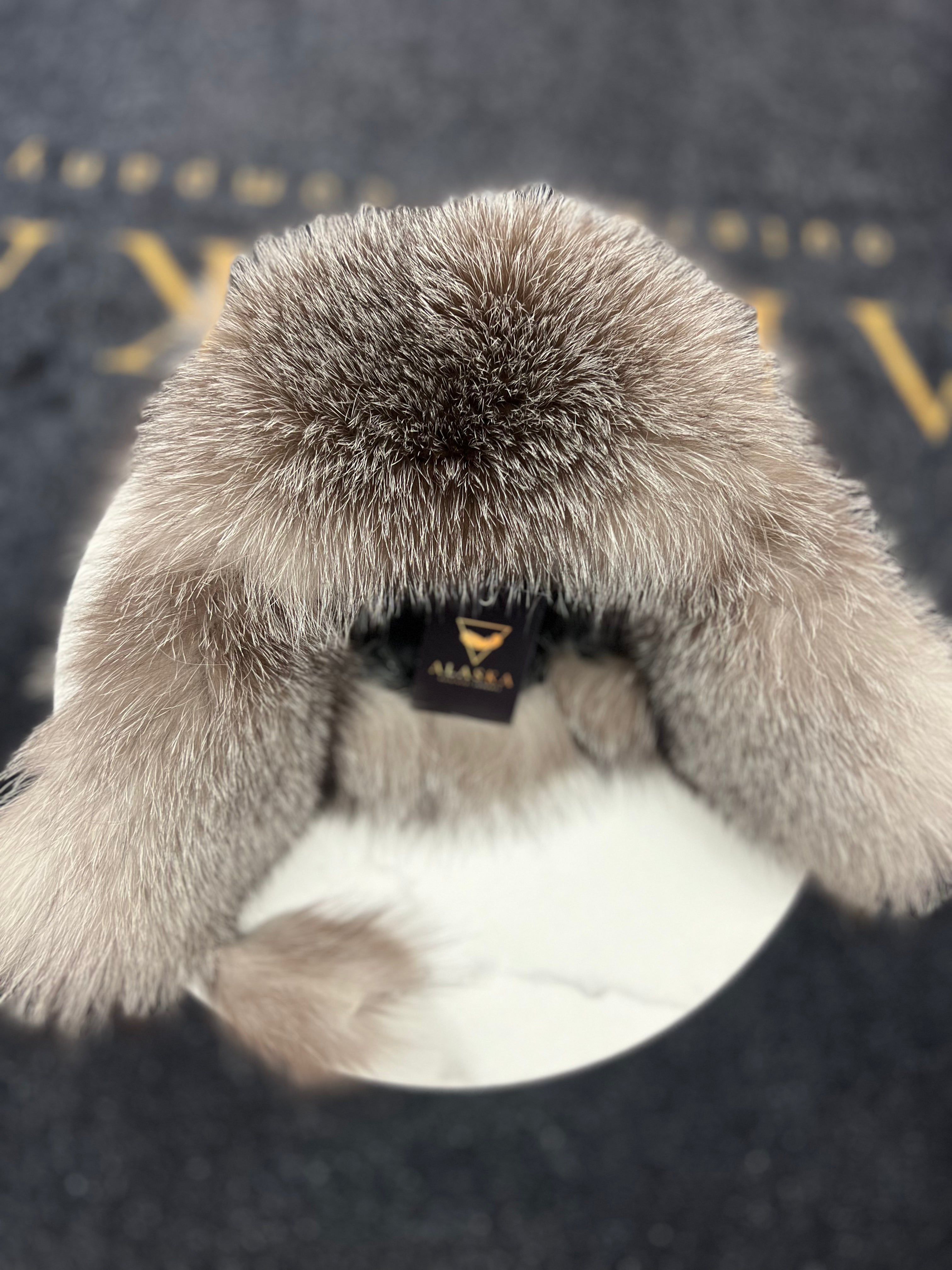 Genuine Silver Fox Fur Leather Hat