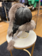 Genuine Silver Fox Fur Leather Hat
