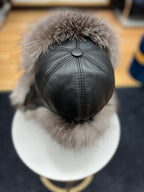 Genuine Silver Fox Fur Leather Hat
