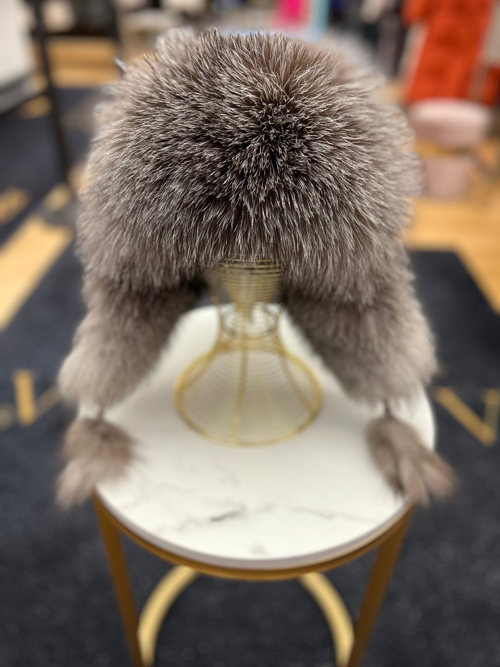 Genuine Silver Fox Fur Leather Hat
