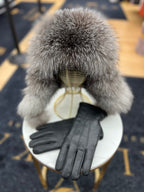 Genuine Silver Fox Fur Leather Hat