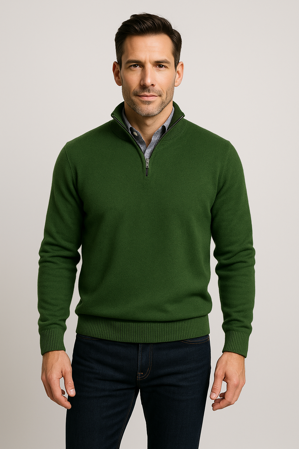 Quarter-Zip Pullover Sweater | Forest