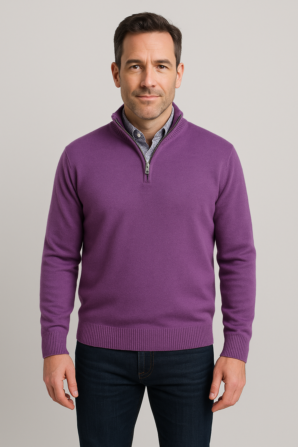 Quarter-Zip Pullover Sweater | Lilac